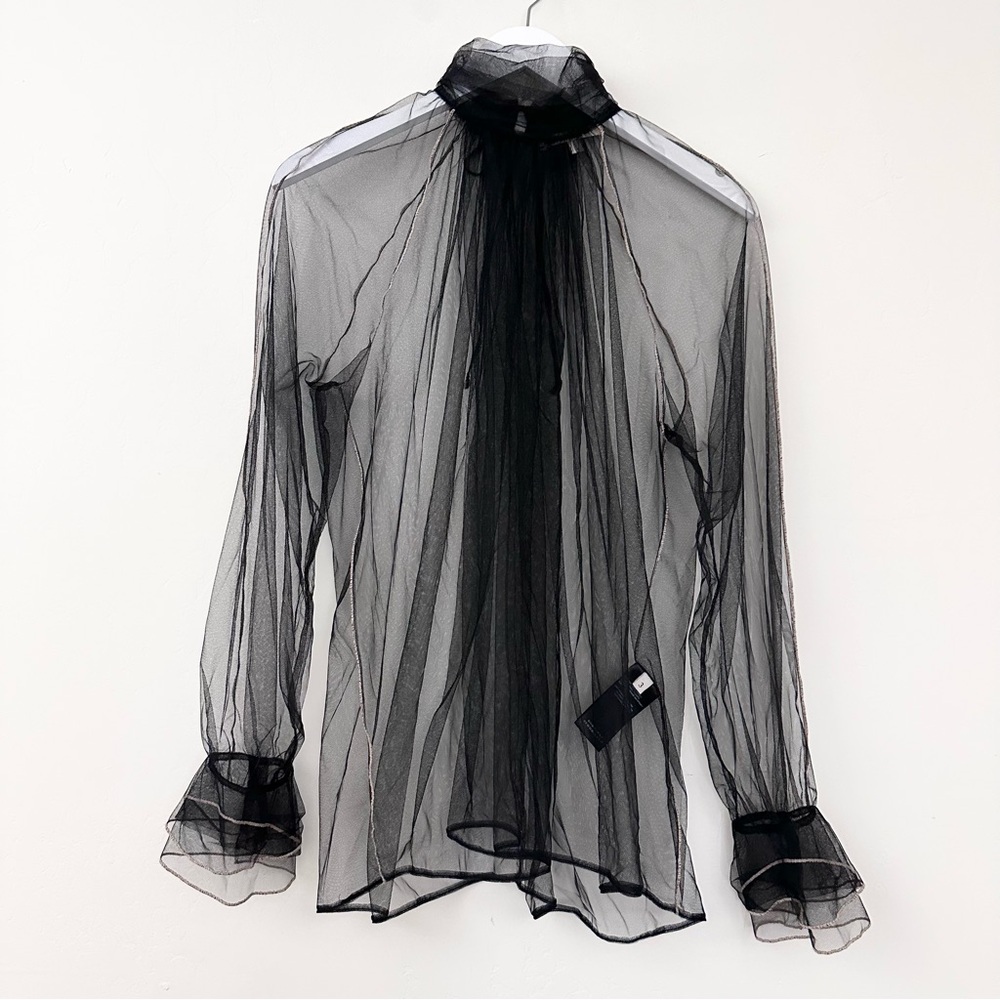 Dorothee Schumacher Mesh Sheer Long Sleeve High Neck Blouse
